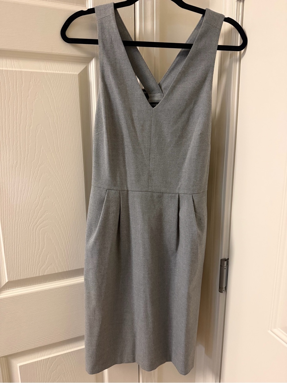 Banana Republic Light Gray V-Neck Sheath Dress